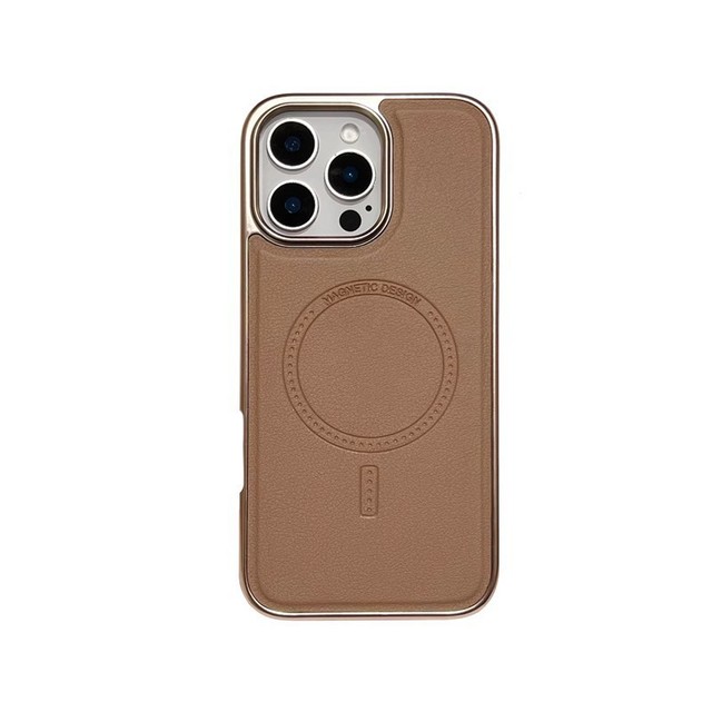 For iPhone 16 Pro Max Phone Case Leather Vegan Magnetic Full Grain PU Leather Luxury Phone Case for iPhone 17 16 15 14 13