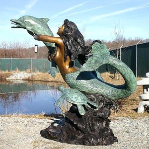 Estatua de bronce de tamaño real para jardín, fuente de agua, estatua de sirena - Product Image 5