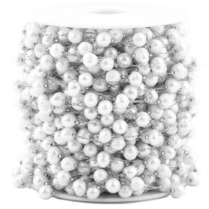 Perla natural irregular Fabricación de joyas Perla y pulsera Cadena de perlas redondas de acero inoxidable por metro para bricolaje - Product Image 4