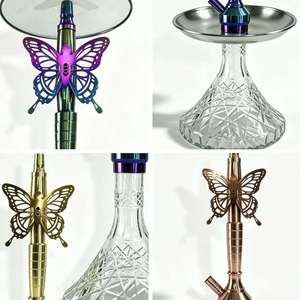 Butterfly <b>Hookah</b> Set Aluminum Narguile Glass Base Metal Tobacco <b>Pipe</b> Lounge Bar Gift - Product Image 5