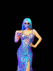 <span class=keywords><strong>Vestido</strong></span> largo modelo de lentejuelas de lujo con espejo láser, <span class=keywords><strong>vestido</strong></span> largo con abertura alta para mujer, disfraz de <span class=keywords><strong>Queen</strong></span> <span class=keywords><strong>Drag</strong></span>, cantante, fiesta, Club, Bar, ropa de escenario - Product Image 5