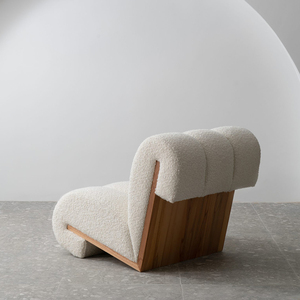 Fauteuil lounge individuel style nordique Wabi Sabi en laine d'agneau, design minimaliste moderne, luxe léger, forme irrégulière - Product Image 4