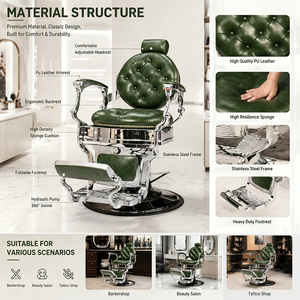 Fauteuil <span class=keywords><strong>de</strong></span> Barbier Hydraulique Vintage Doré <span class=keywords><strong>de</strong></span> Luxe avec Cadre en Aluminium, Prix <span class=keywords><strong>de</strong></span> Gros, pour Hommes, Idéal Salons <span class=keywords><strong>de</strong></span> Coiffure et Spas - Product Image 3