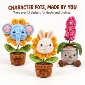 Set de Regalo de Flores de Ganchillo Hechas a Mano: Ramo Decorativo de Tulipanes, Rosas y Girasoles en Maceta para Cumpleaños, San Valentín y Decoración del Hogar - Product Image 3