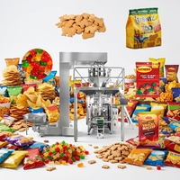 Volledig automatische VFFS weeg-, vul- en verzegelmachine voor zakjes met korrels, zoals chips, bananenchips, aardappelchips, biscuitjes en snoep.