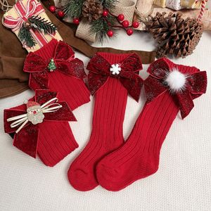 2025 enfants <span class=keywords><strong>bas</strong></span> de noël nœud papillon bébé noël Long Tube <span class=keywords><strong>laine</strong></span> <span class=keywords><strong>bas</strong></span> nouveau-né bébé chaussettes - Product Image 1