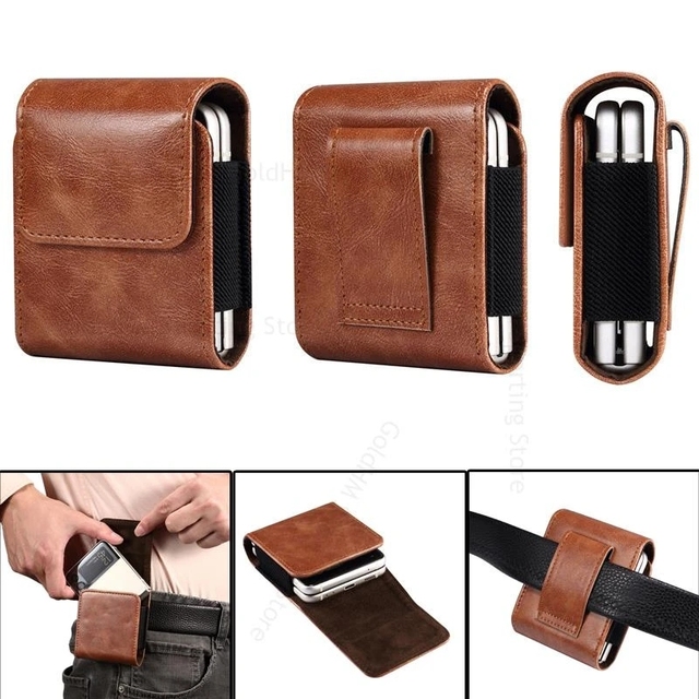 For Motorola Razr 40 Ultra Leather Case Phone Pouch for Moto Razr 2023 Holster Flip Waist Bag for Moto Razr 40 Ultra Back Cover