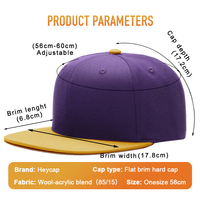 Gorra de Hip Hop Retro Colorida con Logotipo Personalizado, 62-65cm, Bordado de Precisión RTS, Gorras Snapback de Dos Tonos con Visera Plana