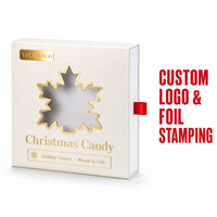 Boîte cadeau tiroir personnalisée pour bonbons de Noël avec fenêtre flocon de neige et estampage à chaud doré pour emballage de fêtes en gros