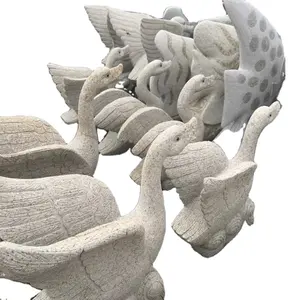 Hot Verkoop Tuin Outdoor Decoratie Ornamenten Grote Stenen Dier Carving Swan Fontein Eend Beeldje Gans Standbeeld Te Koop