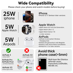 3 in 1 Qi2 <b>Wireless</b> <b>Charging</b> Station 25W Metal Zinc Alloy Fast Charger for iPhone 15 14 Apple Watch AirPods Desktop Dock <b>Stand</b> - Product Image 6