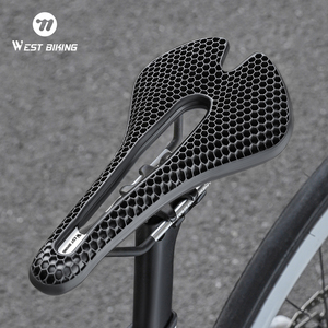 WEST BIKING <span class=keywords><strong>Selle</strong></span> en fibre de carbone imprimée en 3D <span class=keywords><strong>Selle</strong></span> en nid d'abeille Pièces de vélo <span class=keywords><strong>Selle</strong></span> légère pour vélo de route et de montagne - Product Image 6
