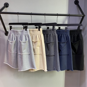 Coupe brute déchiré Oem impression personnalisée High Street marque blanc jure Shorts poids lourd Streetwear surdimensionné ourlet brut Sweat Shorts - Product Image 3