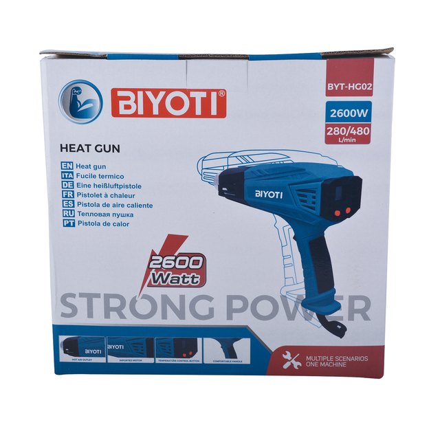 BYT-HG02 2600W High Power Industrial Hot Air Gun with Digital Temperature Control 300-650℃ Adjustable Heat Gun