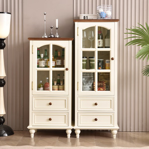 <span class=keywords><strong>Aparador</strong></span> de Madera Maciza de Estilo Americano Rústico Vintage para Vino y Licores con Puertas de Vidrio para Sala de Estar y Almacenamiento en el Hogar - Product Image 4