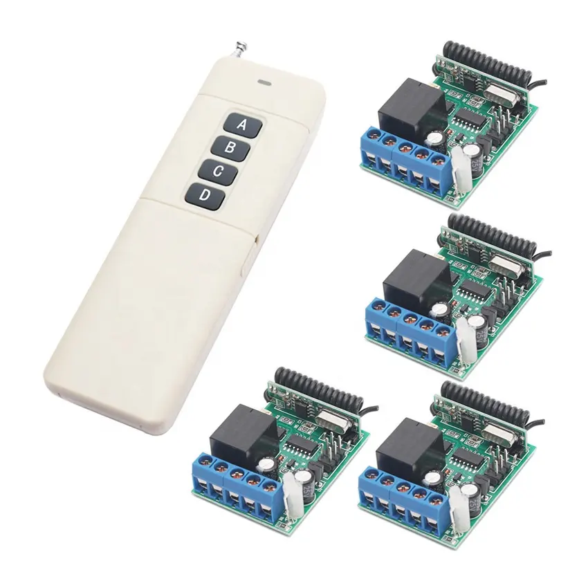 DC 12V 1CH Wireless Remote Control Switch System Transmitter 4 Receiver 433 MHz For Long Distance Electronic Applications