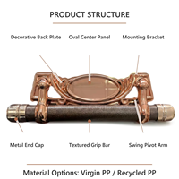 Poignée de barre pivotante pour cercueil, modèle TX-S06, design ovale, quincaillerie funéraire en plastique, fournisseur d'articles funéraires