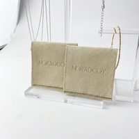 Pochette en velours pliable carrée Luda sur mesure 7x7cm, en faux daim, avec fermeture à boucle, pour le rangement de bijoux