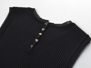 Novità Estate 2026: Top Senza Maniche in <span class=keywords><strong>Maglia</strong></span> <span class=keywords><strong>Nera</strong></span> con Inserti in <span class=keywords><strong>Tulle</strong></span>, Elegante e Versatile per Donna - Product Image 3