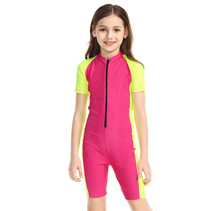 Maillot de bain une pièce pour enfants avec fermeture éclair, UPF 50, séchage rapide, spandex polyester, pour filles, natation, surf, plongée - Product Image 2