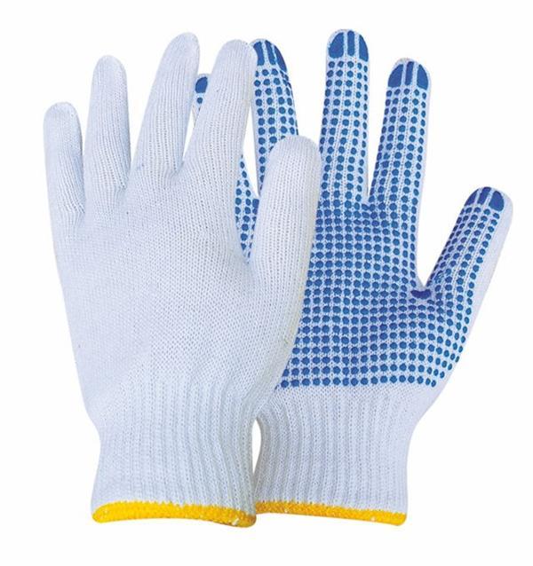 Pvc Glove Dotting Machine White Knitted Cotton Work Gloves PVC Dotted Cotton Work Glove EN388 for Construction Use From China