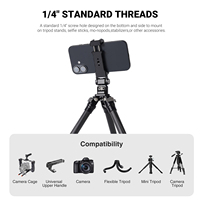 Support de téléphone réutilisable en alliage d'aluminium pour griffe porte-accessoire, adaptateur de trépied flexible, double griffe porte-accessoire pour microphone et lumière LED