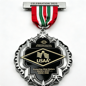 Médaille de célébration USAA 2025 en alliage de zinc plaqué argent, forme irrégulière, impression en relief, récompense - Product Image 4