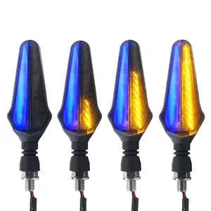 Lampu Sein LED 12V, Lampu Neon Mengalir, Biru Amber, Sepeda Motor