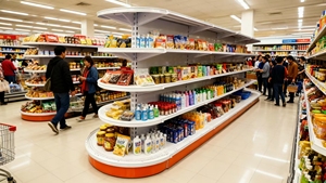 Estante cuadrado de doble cara para góndola, estante para supermercado, exhibición comercial recubierta de polvo epoxi para trabajo ligero - Product Image 5