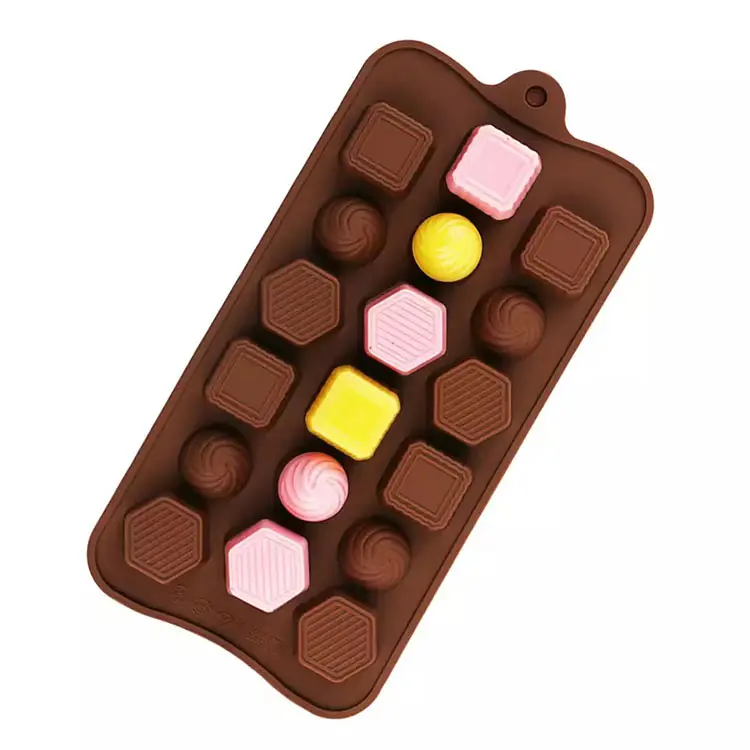 卸売チョコレートシリコン金型ジオメトリラウンドスクエア六角形シリコンキャンディーグミ金型ベーキングツールカップケーキ3D装飾