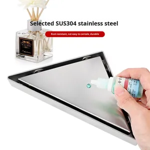 Siphon de sol anti-odeur épaissi sur mesure, surface mate, design moderne pour salle de bain, triangle, tube de 50 mm, gris anthracite/noir - Product Image 3