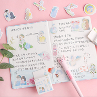 Boîte de message Alice, 46 pièces/boîte, mini autocollant japonais à fleurs, autocollants pour scrapbooking, 8 sélections