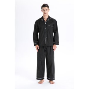 Ensemble de <span class=keywords><strong>pyjama</strong></span> élégant pour <span class=keywords><strong>homme</strong></span> 2026 en 100 % coton, à manches longues, respirant, séchage rapide, <span class=keywords><strong>grande</strong></span> <span class=keywords><strong>taille</strong></span>, col en V, pour l'été - Product Image 4