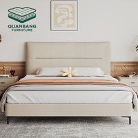 Ensemble de lit moderne QUANBANG avec tête de lit, cadre de lit pleine grandeur, coussin en cuir souple, pour appartement, maison, hôtel