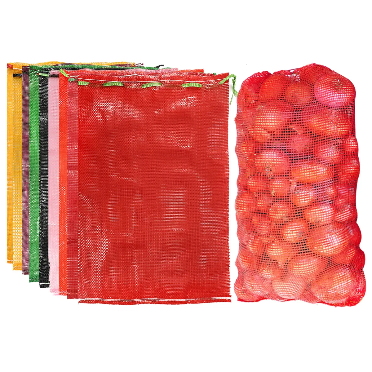 50x80cm di colore rosso cipolla imballaggio sacchetto di dimensioni personalizzate PP tubolare Leno rete rete sacchi per frutta vegetale