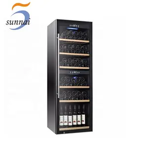 Sunnai - Refrigerador grande para vinho com porta de vidro com logotipo feito por atacado, zona dupla, 126 garrafas, compressor