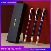 Stylo plume en métal gravé de luxe, coffret cadeau d'affaires haut de gamme, logo personnalisé, stylos à signature, pointe dorée pour hommes