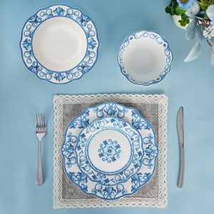 Lot de 24 pièces de vaisselle en céramique en gros OEM/ODM – Assiettes et bols en porcelaine de luxe de haute qualité pour hôtels et restaurants - Product Image 1