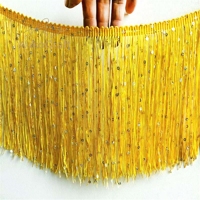 Accessoires de couture DIY : Tissu en dentelle polyester à paillettes, garnitures à franges et pompons, dentelle perlée pour costumes de danse latine, vêtements de scène et tapisserie