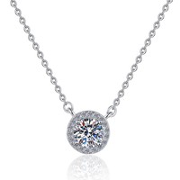 Collier pendentif solitaire en moissanite de couleur D, coupe ronde, VVS1, chaîne en argent sterling 925, bijoux pour femmes avec certificat GRA
