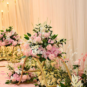 ของตกแต่งงานแต่งงานแบบใหม่ ผ้าไหมสำหรับตกแต่งโต๊ะ  ดอกกุหลาบสีชมพูทรงกลม - Product Image 3