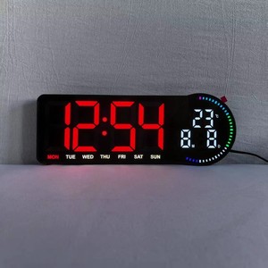 Nouvelle <span class=keywords><strong>horloge</strong></span> murale numérique intelligente <span class=keywords><strong>à</strong></span> LED avec alarme, affichage de la température, affichage des secondes en matrice de points, <span class=keywords><strong>calendrier</strong></span>, montre électronique, décoration de la maison - Product Image 6