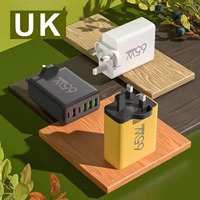 Cargador Rápido Multipuerto de 65W, Adaptador de Pared con 6 Puertos USB C PD, Enchufe para EE. UU., UE y Reino Unido, Voltaje Global, Cargador de Alta Calidad para iPhone y Samsung