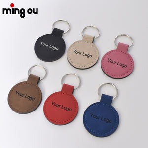 时尚粉色可激光雕刻人造皮革圆形钥匙扣 耐用定制徽标皮革钥匙圈 适合纪念品礼品 - Product Image 5