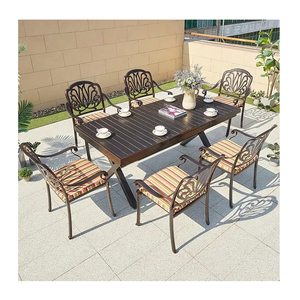 Mobilier d'extérieur européen en aluminium abordable, ensemble table à manger 6 <span class=keywords><strong>places</strong></span> en moulage <span class=keywords><strong>de</strong></span> <span class=keywords><strong>jardin</strong></span> - Product Image 5