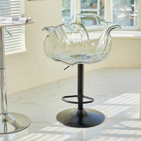 Chaise de bar de luxe légère Chaise en pétale en résine Sculpture transparente Chaise de loisirs pour hôtel et restaurant