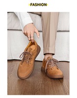 Chaussures décontractées de luxe pour hommes, en daim, avec doublure en mesh, style rétro, semelle en caoutchouc, bout ailé, confortables pour le bureau