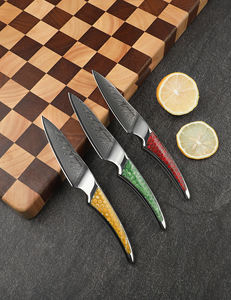Couteau d'office en acier damas de 3.5 pouces avec manche en résine <span class=keywords><strong>éplucheur</strong></span> de fruits et légumes <span class=keywords><strong>professionnel</strong></span> pour les chefs de maison Gadget de cuisine tranchant - Product Image 2