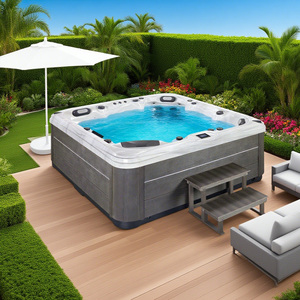 Sunrans <span class=keywords><strong>Hydrorelax</strong></span> Spa extérieur pour 5 personnes Piscine d'hydrothérapie acrylique abordable avec lumières LED à changement de couleur - Product Image 1