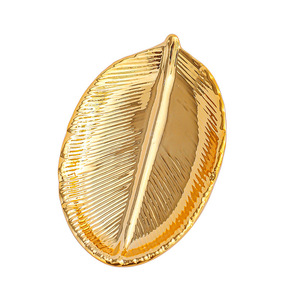 Golden <strong>Ceramic</strong> Storage <strong>Box</strong> Golden Leaf <strong>Jewelry</strong> Tray Dry Fruit Dish Desktop Home Furnishings - Product Image 1